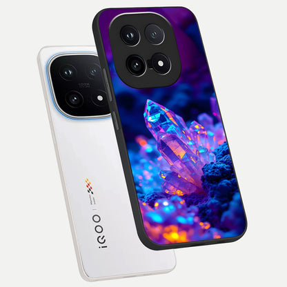  Neon Aura Shards phone case for iQOO 15 showing premium glass back cover with detailed artwork