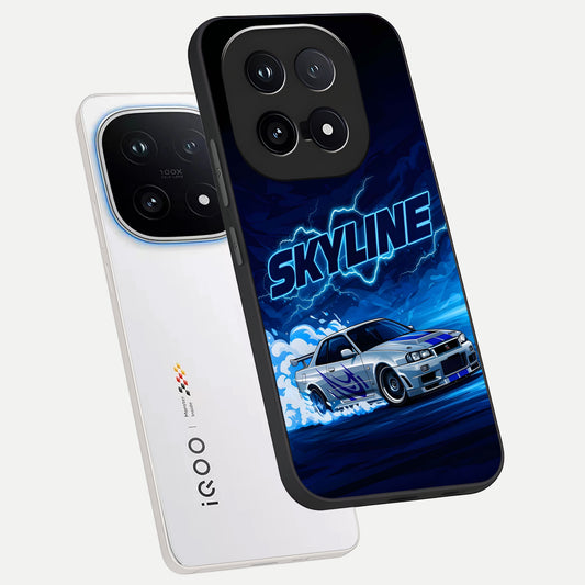  Neon Drift Beast phone case for iQOO 15 showing premium glass back cover with detailed artwork