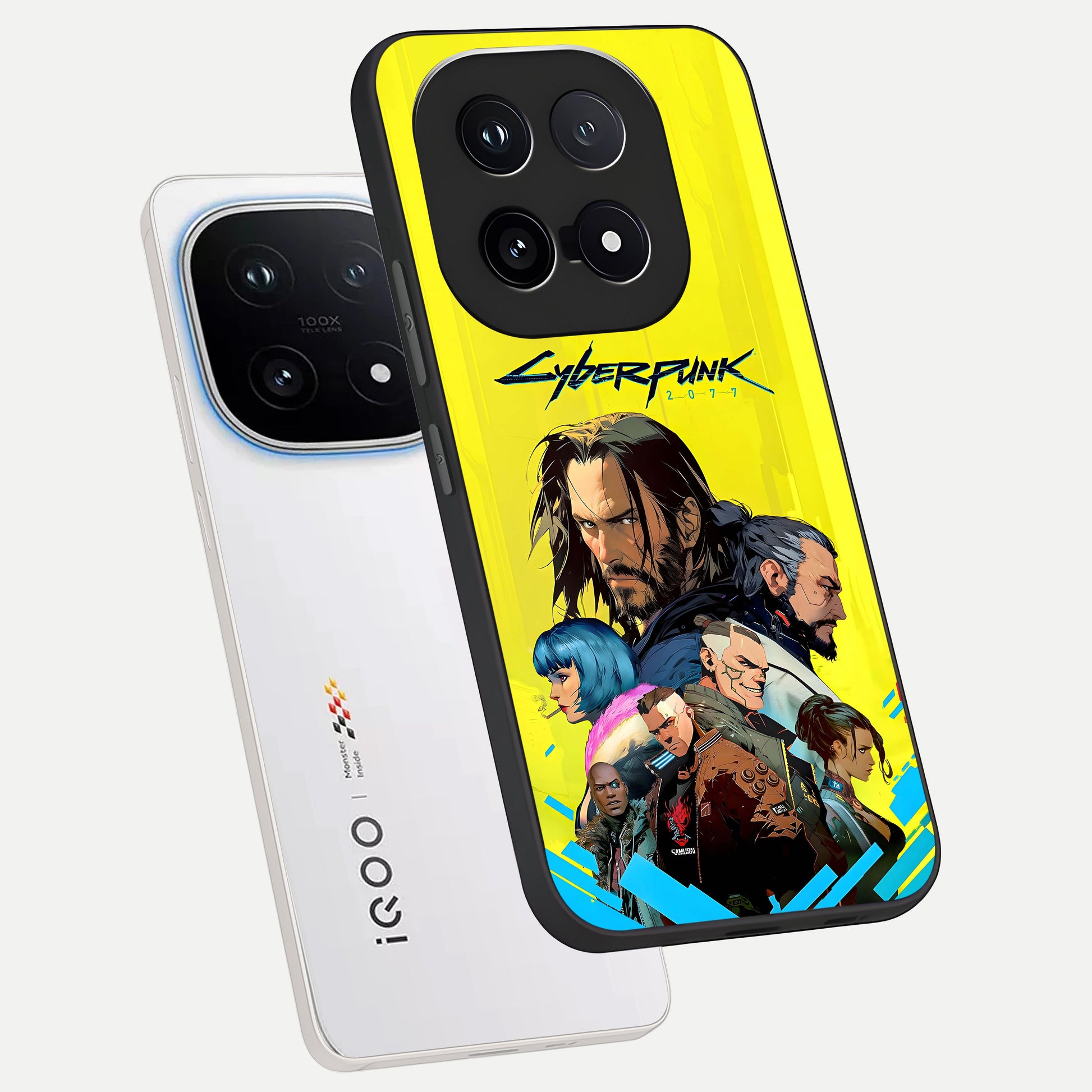  Neon Rebel Genesis phone case for iQOO 15 showing premium glass back cover with detailed artwork