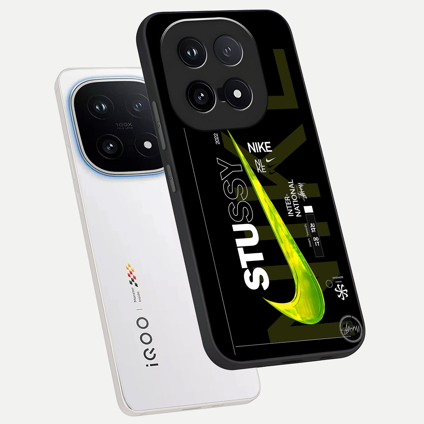  Neon Street Edition phone case for iQOO 15 showing premium glass back cover with detailed artwork