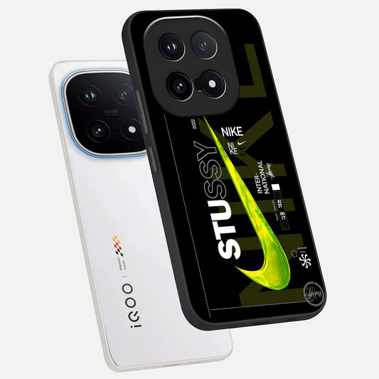  Neon Street Edition phone case for iQOO 15 showing premium glass back cover with detailed artwork