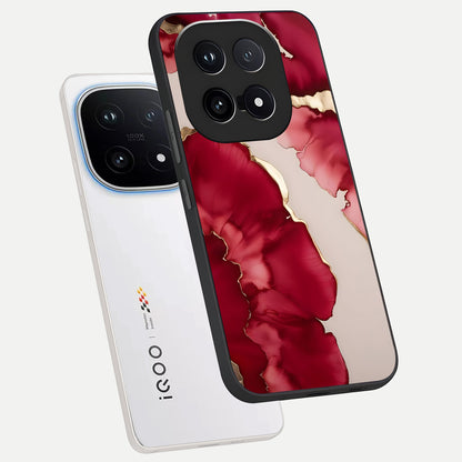  Pink And White Marble phone case for iQOO 15 showing premium glass back cover with detailed artwork
