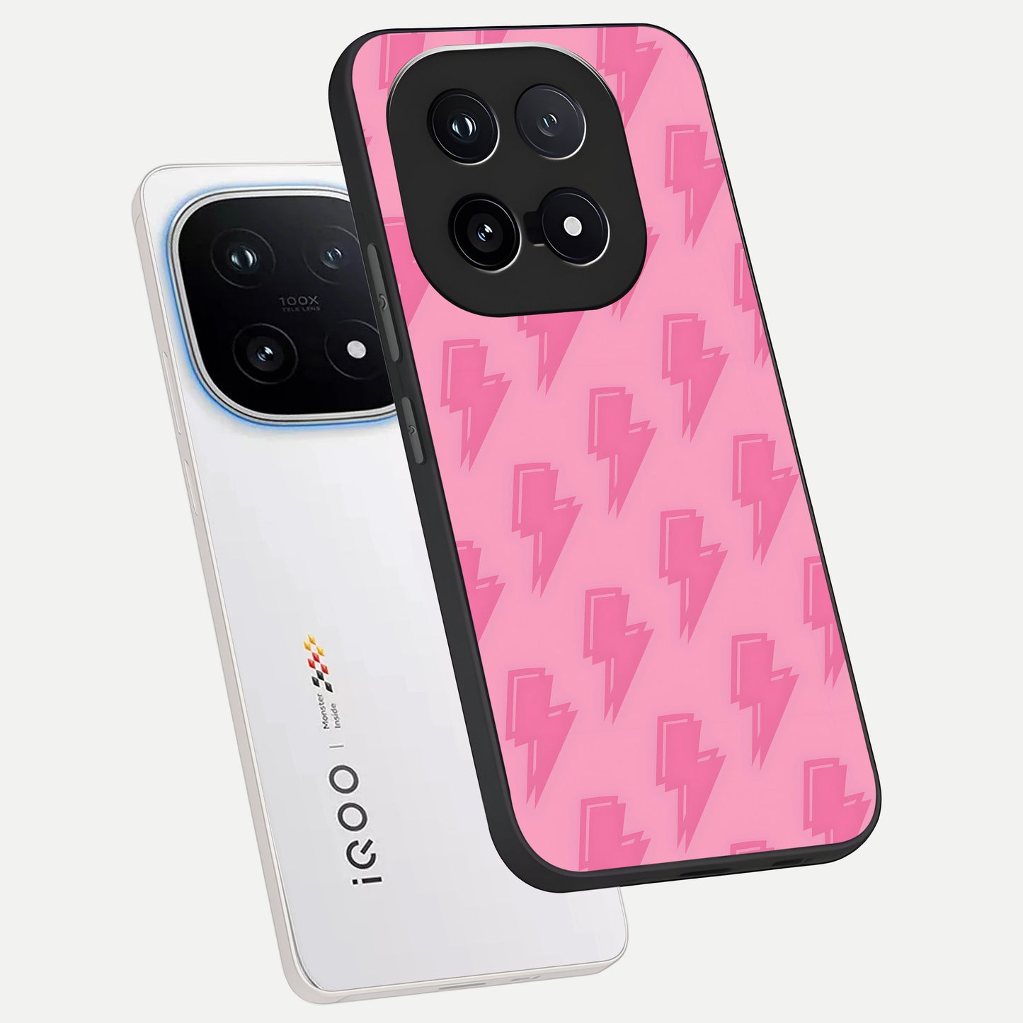  Pink Moo Magic phone case for iQOO 15 showing premium glass back cover with detailed artwork