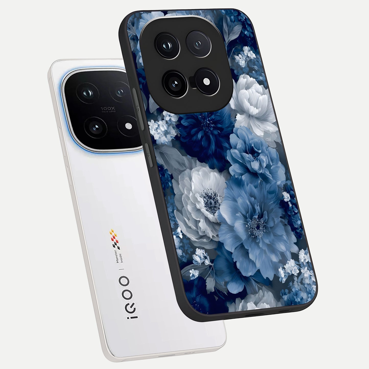  Royal Bloom Garden phone case for iQOO 15 showing premium glass back cover with detailed artwork