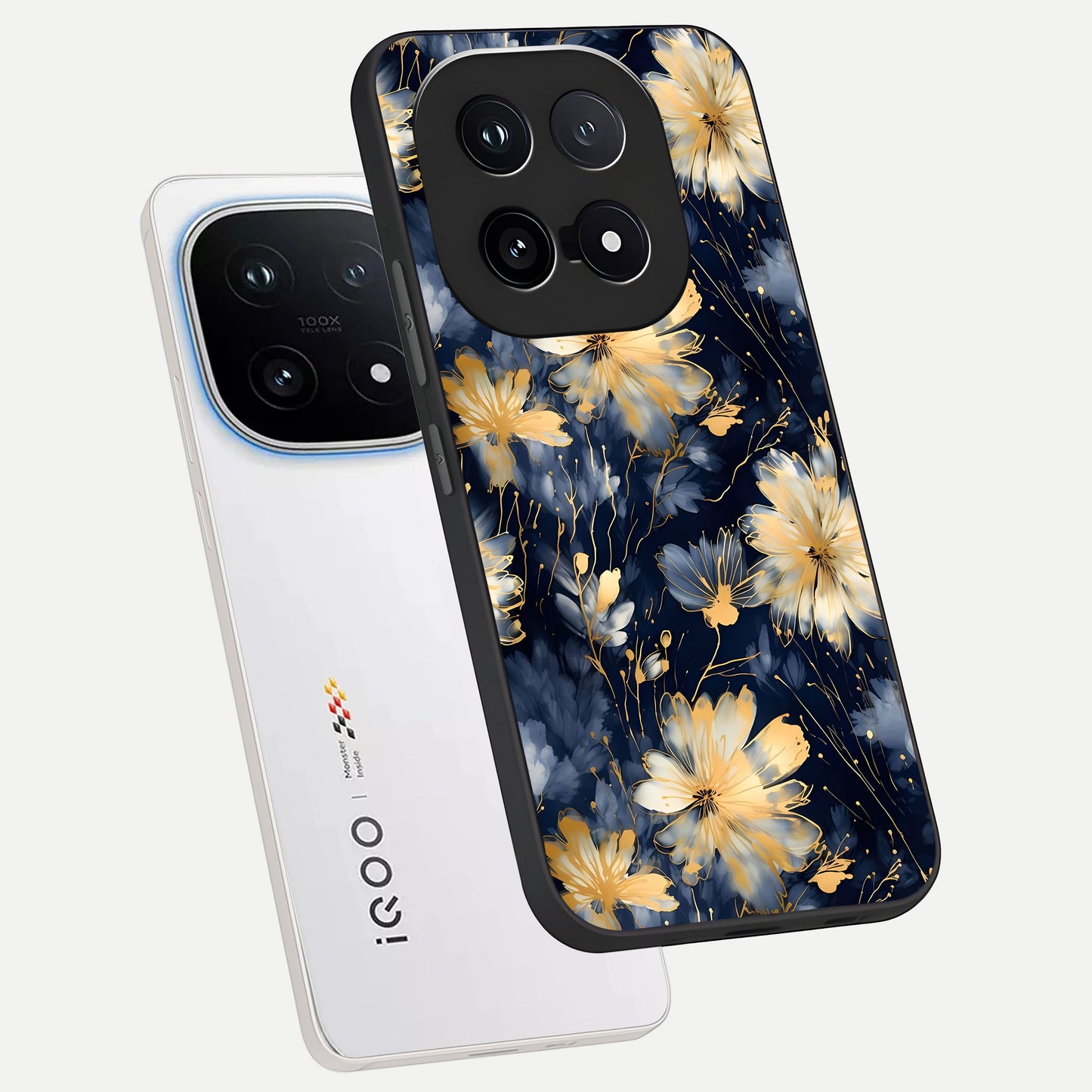  Royal Petal Dream phone case for iQOO 15 showing premium glass back cover with detailed artwork