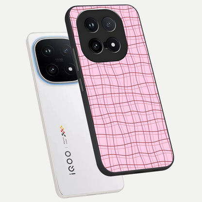  Soft Grid Bliss phone case for iQOO 15 showing premium glass back cover with detailed artwork