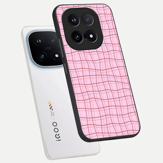  Soft Grid Bliss phone case for iQOO 15 showing premium glass back cover with detailed artwork