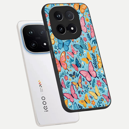  Spring Wing Garden phone case for iQOO 15 showing premium glass back cover with detailed artwork