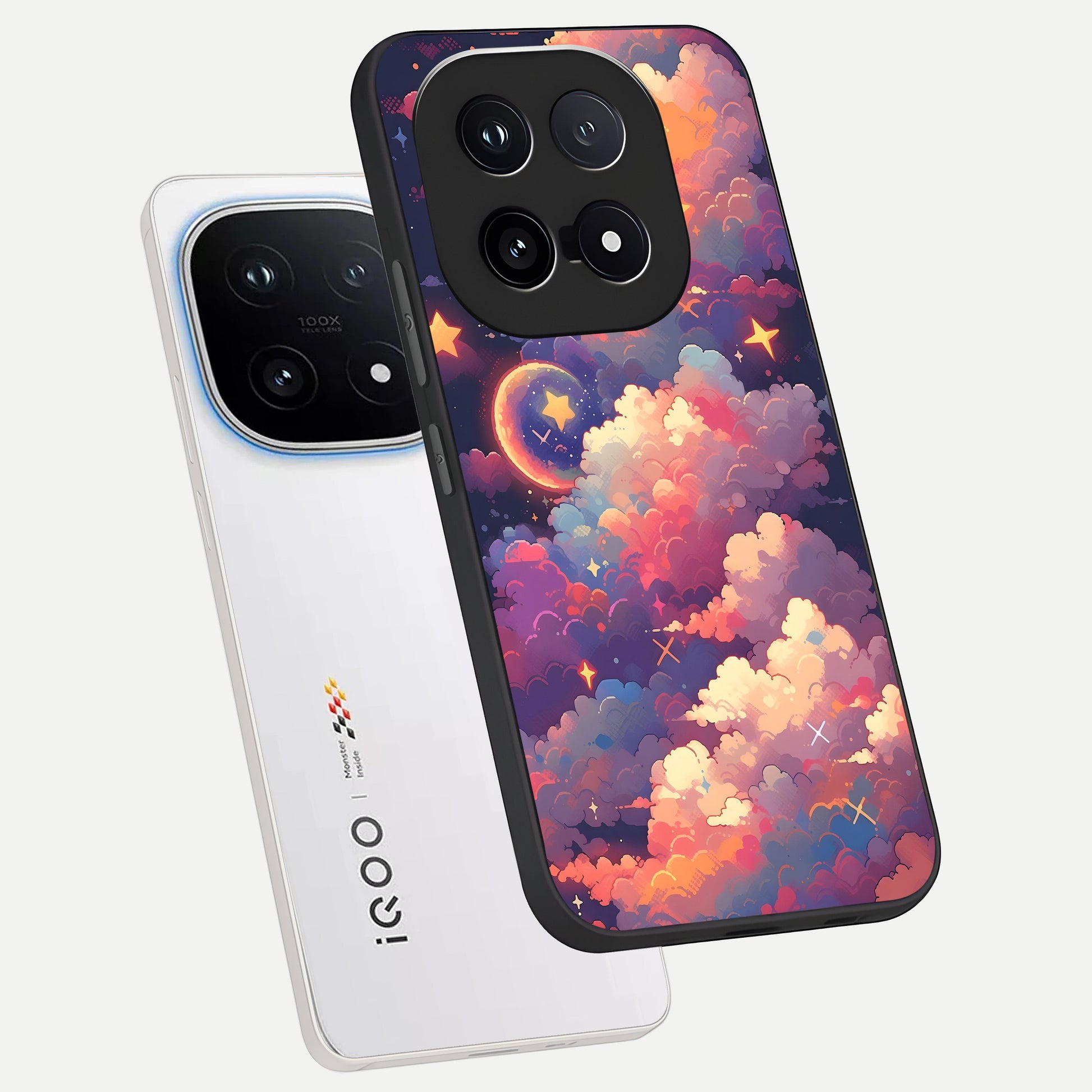  Starlit Dream Clouds phone case for iQOO 15 showing premium glass back cover with detailed artwork