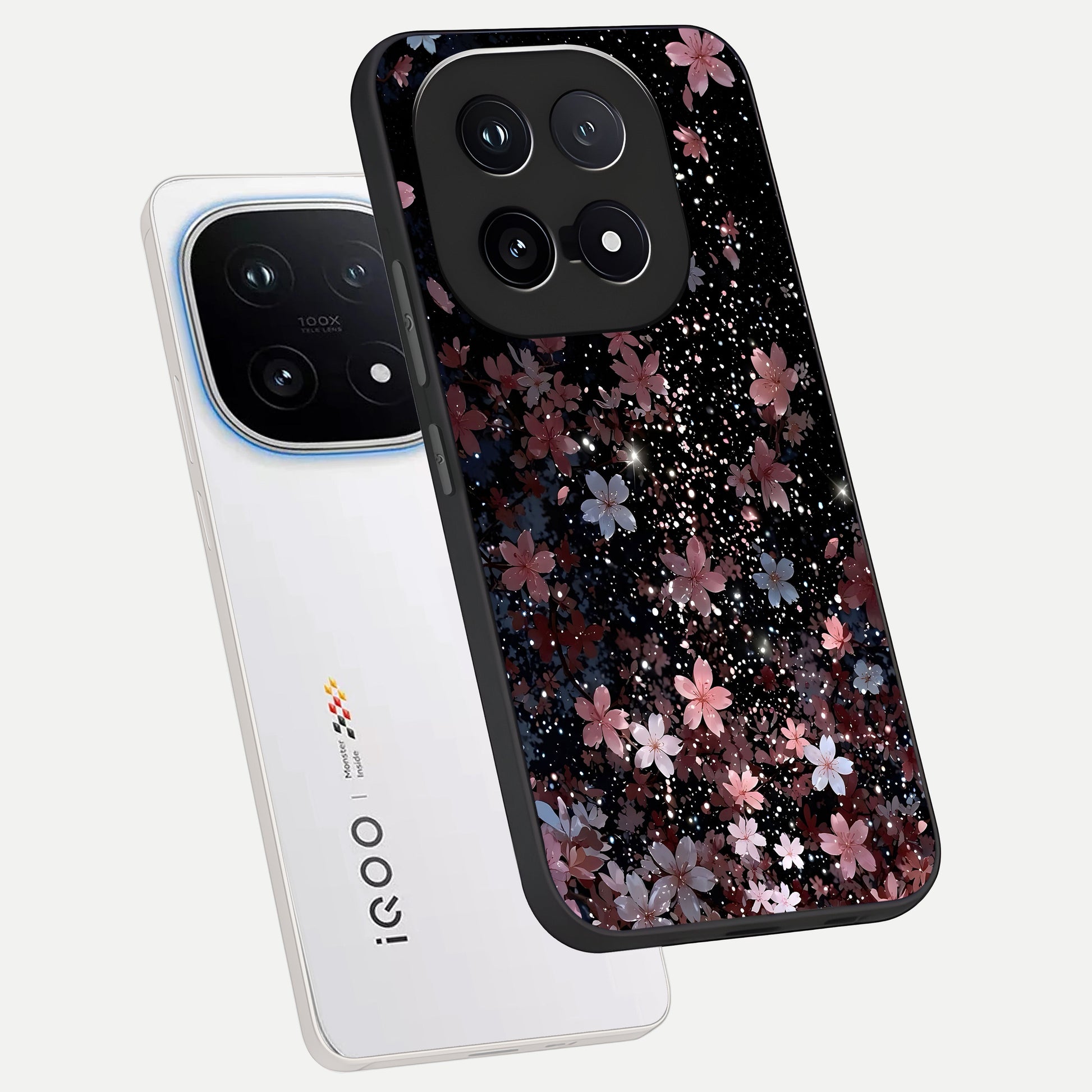  Starlit Flower Dreams phone case for iQOO 15 showing premium glass back cover with detailed artwork