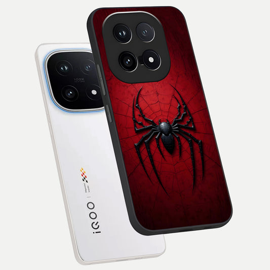  Superhero Web Emblem phone case for iQOO 15 showing premium glass back cover with detailed artwork