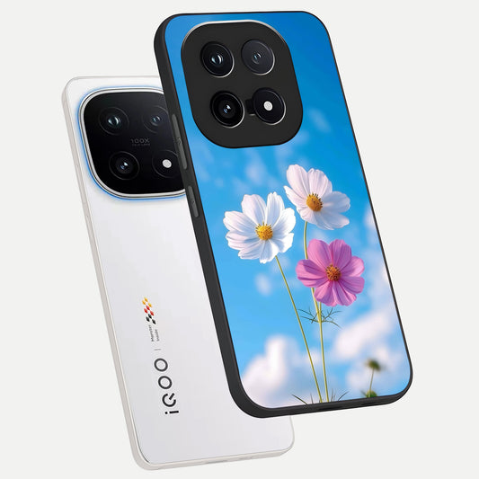 Tripple Flowers With Sky phone case for iQOO 15 showing premium glass back cover with detailed artwork