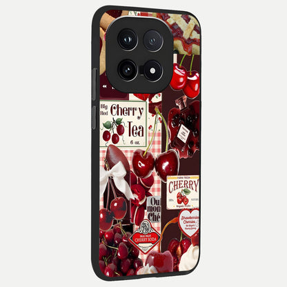  Aesthetic Cherry Tea back cover for iQOO 15 slim fit glass case with vibrant aesthetic design