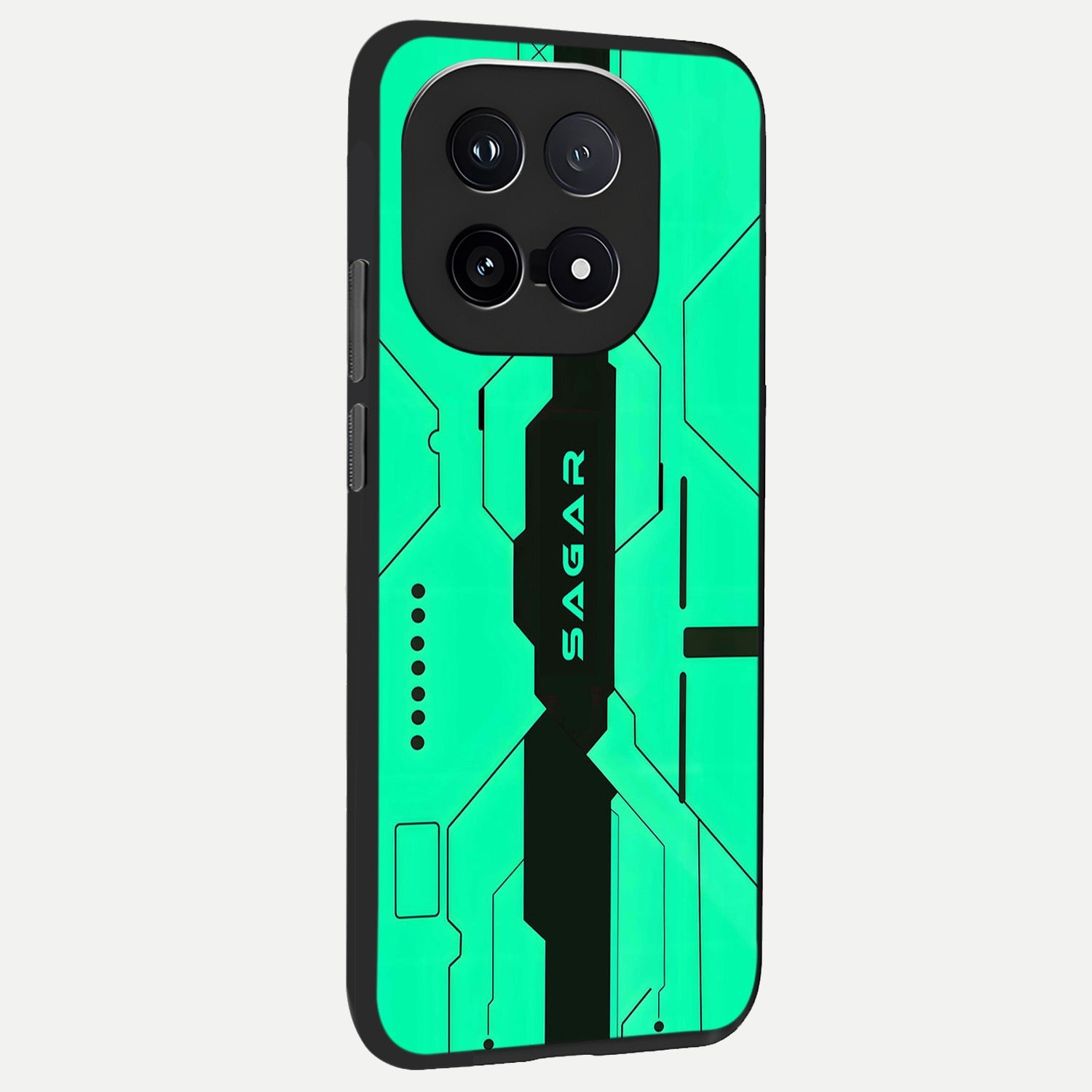  Aqua Tech CYBERPUNK Custom Name back cover for iQOO 15 slim fit glass case with vibrant aesthetic design