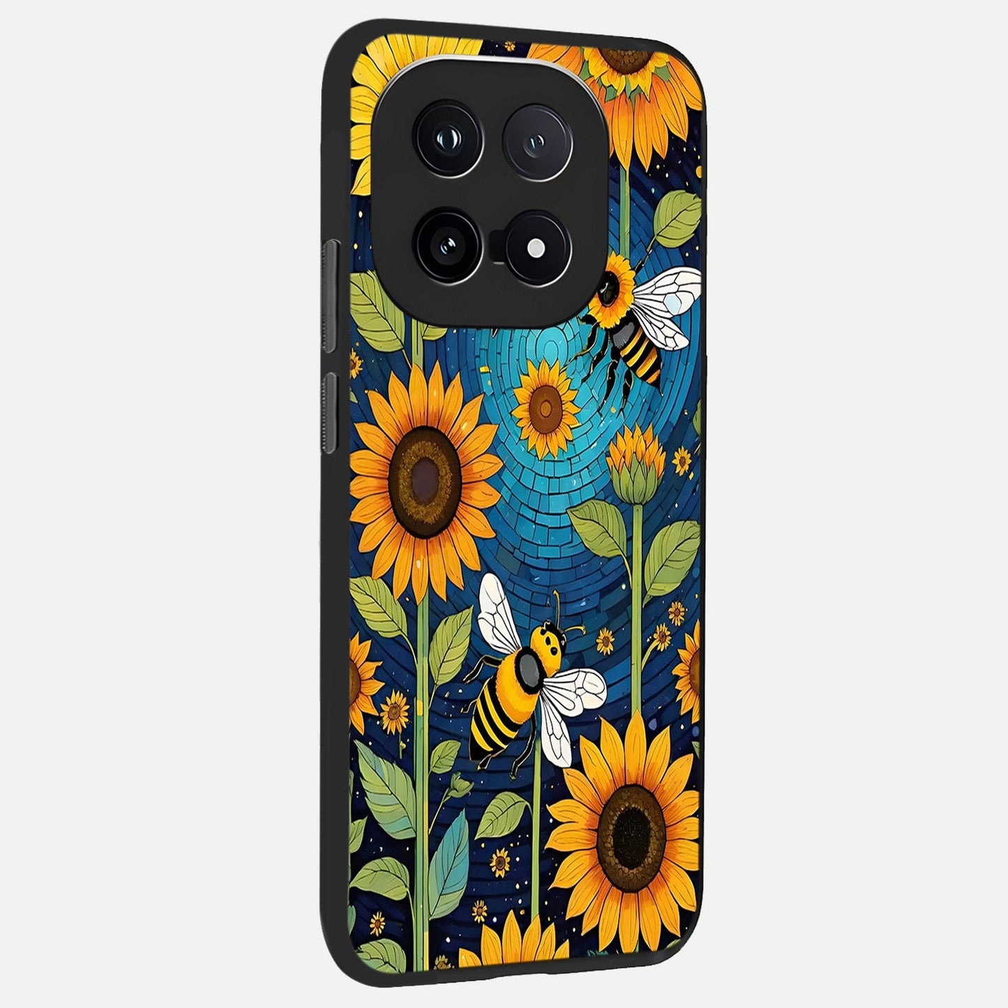  Bees And Sunflowers back cover for iQOO 15 slim fit glass case with vibrant aesthetic design