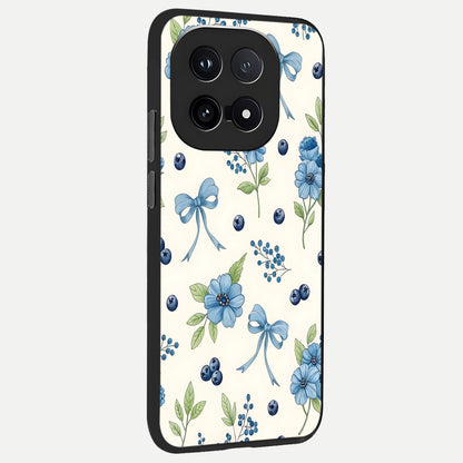  Blue Flower And Bow back cover for iQOO 15 slim fit glass case with vibrant aesthetic design