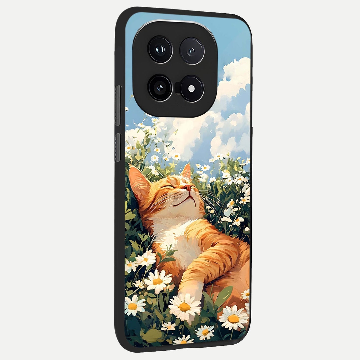  Cat And Flowers View back cover for iQOO 15 slim fit glass case with vibrant aesthetic design