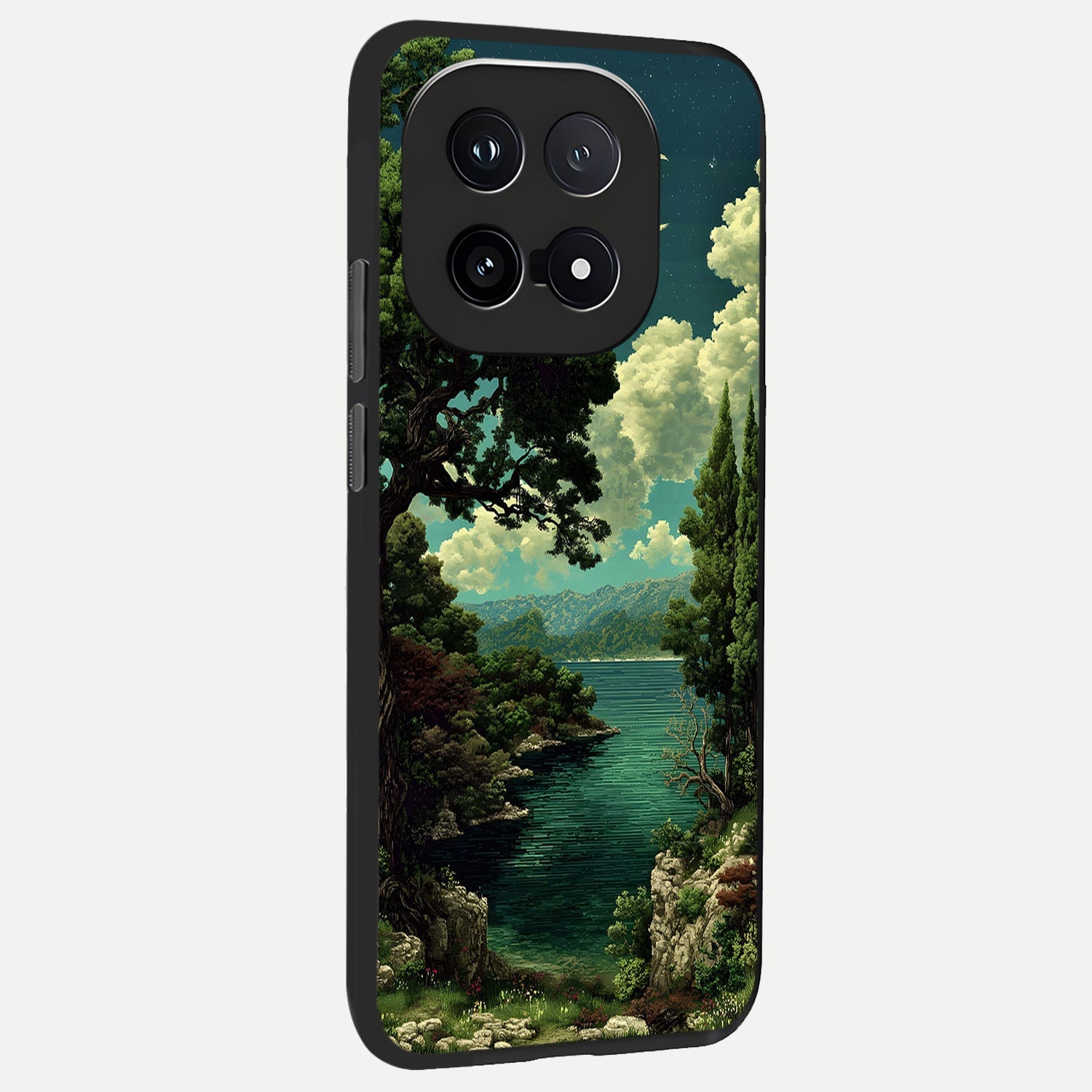  Celestial Lake Peace back cover for iQOO 15 slim fit glass case with vibrant aesthetic design