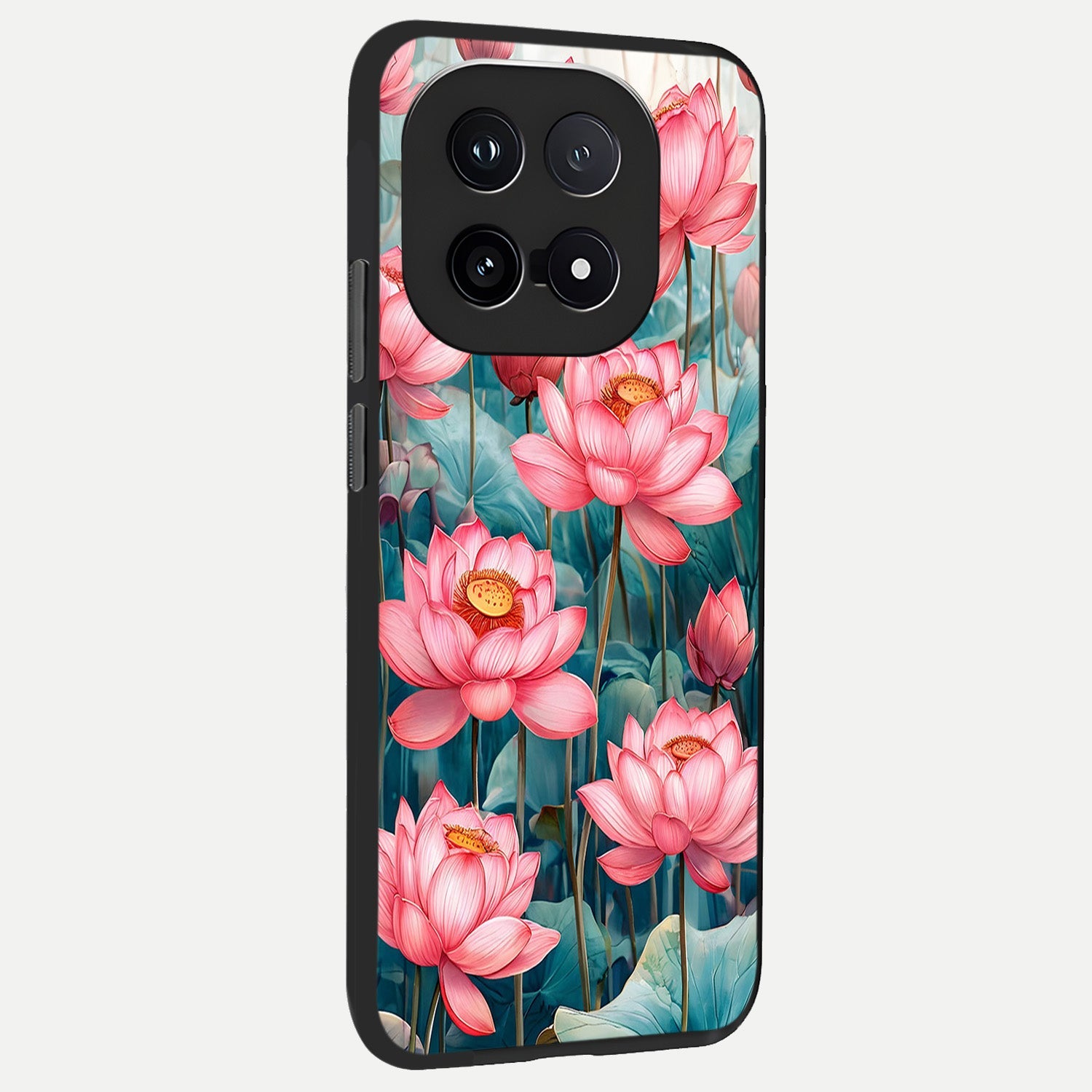  Celestial Pink Lotus back cover for iQOO 15 slim fit glass case with vibrant aesthetic design