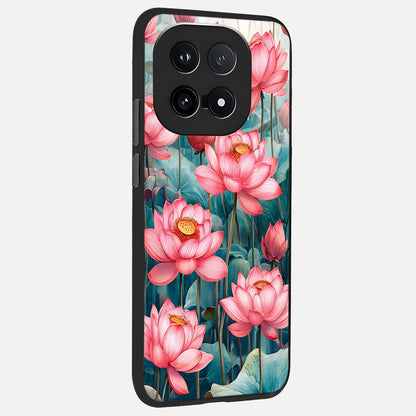  Celestial Pink Lotus back cover for iQOO 15 slim fit glass case with vibrant aesthetic design