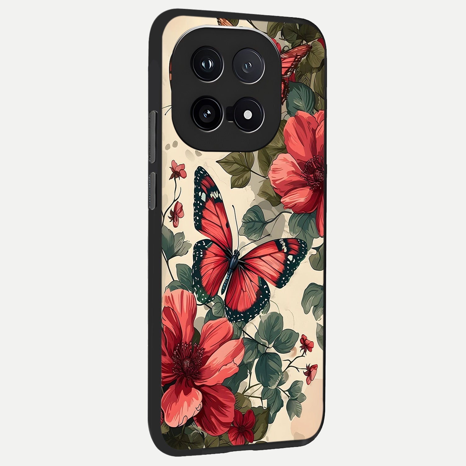  Crimson Butterfly Garden back cover for iQOO 15 slim fit glass case with vibrant aesthetic design