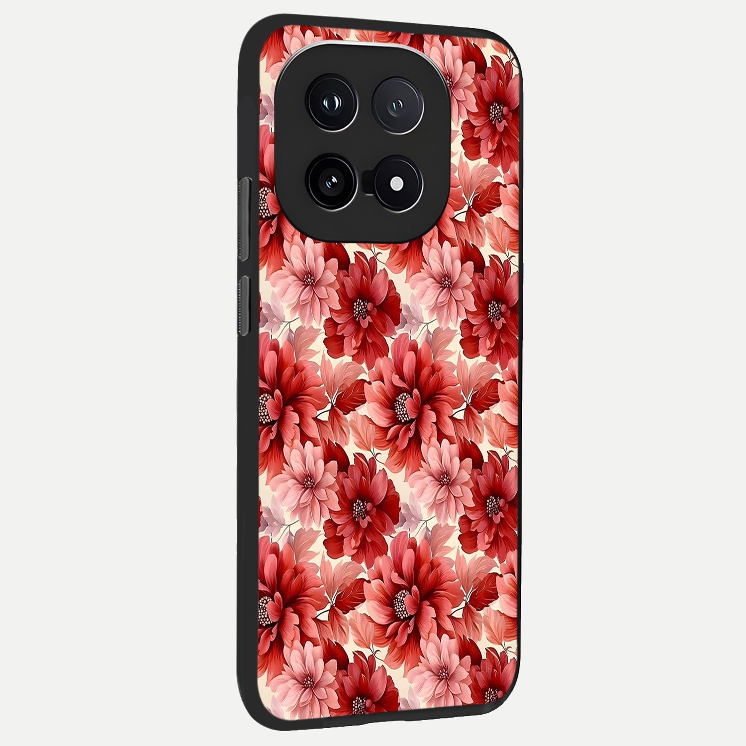  Crimson Love Petals back cover for iQOO 15 slim fit glass case with vibrant aesthetic design