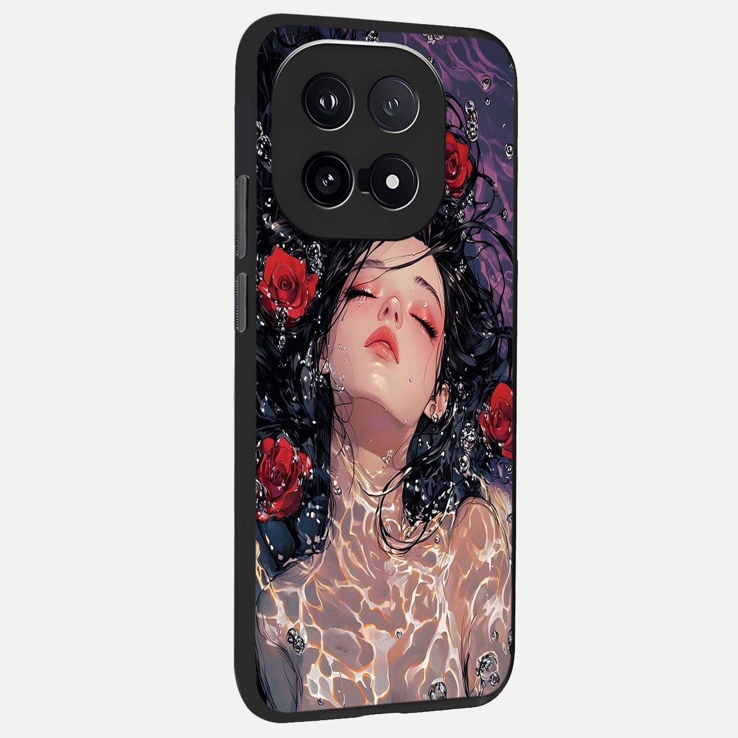  Crimson Rose Serenity back cover for iQOO 15 slim fit glass case with vibrant aesthetic design