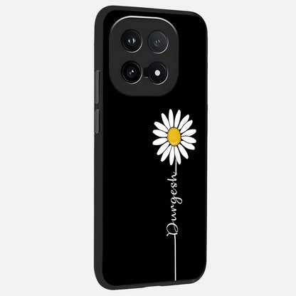  Custom Name White Flower back cover for iQOO 15 slim fit glass case with vibrant aesthetic design