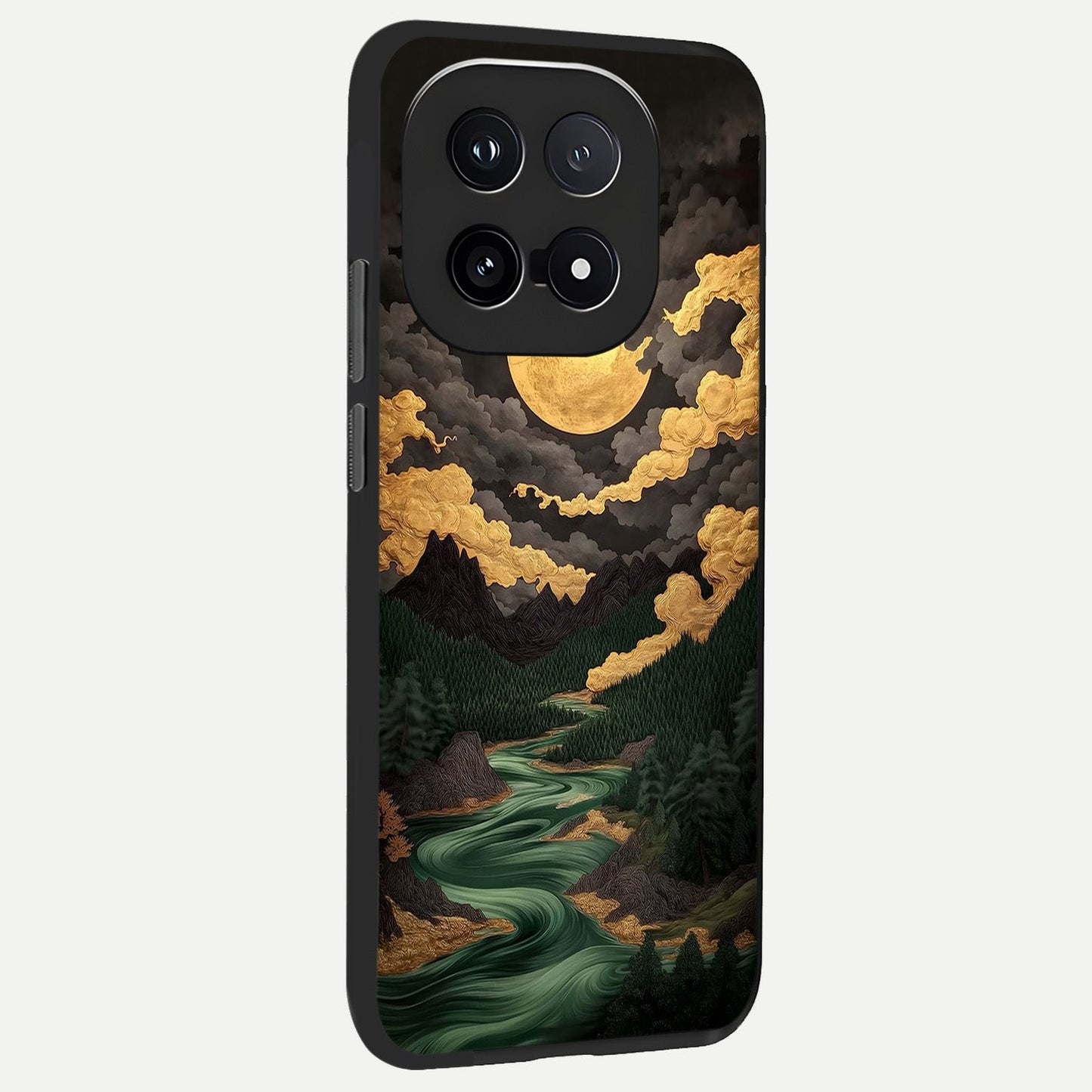  Golden River Moon back cover for iQOO 15 slim fit glass case with vibrant aesthetic design