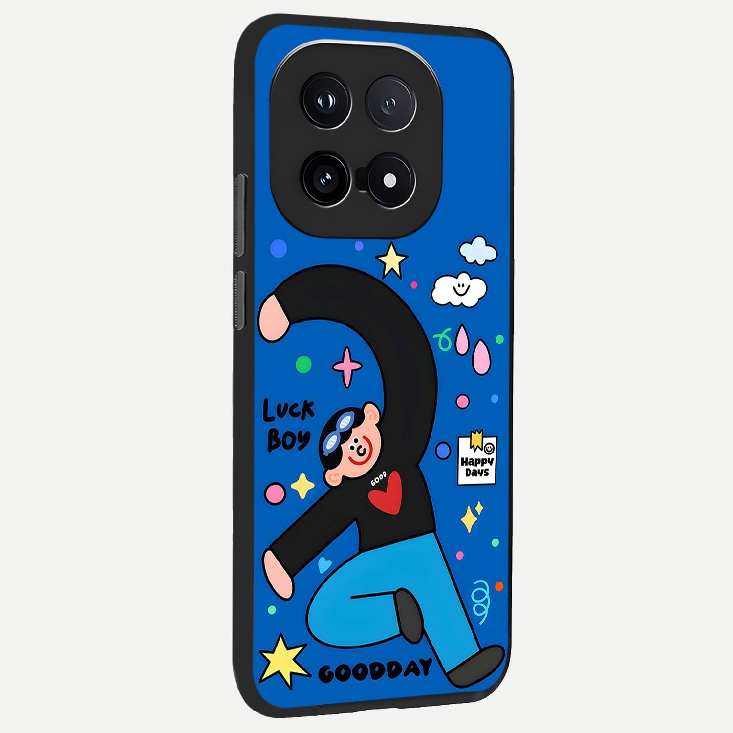  Happy Luck Vibe back cover for iQOO 15 slim fit glass case with vibrant aesthetic design
