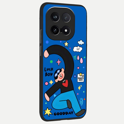  Happy Luck Vibe back cover for iQOO 15 slim fit glass case with vibrant aesthetic design