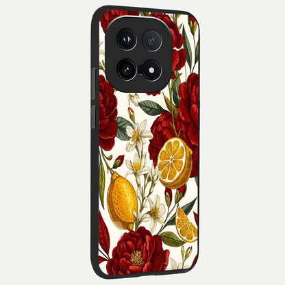 Lemon Rose Charm back cover for iQOO 15 slim fit glass case with vibrant aesthetic design