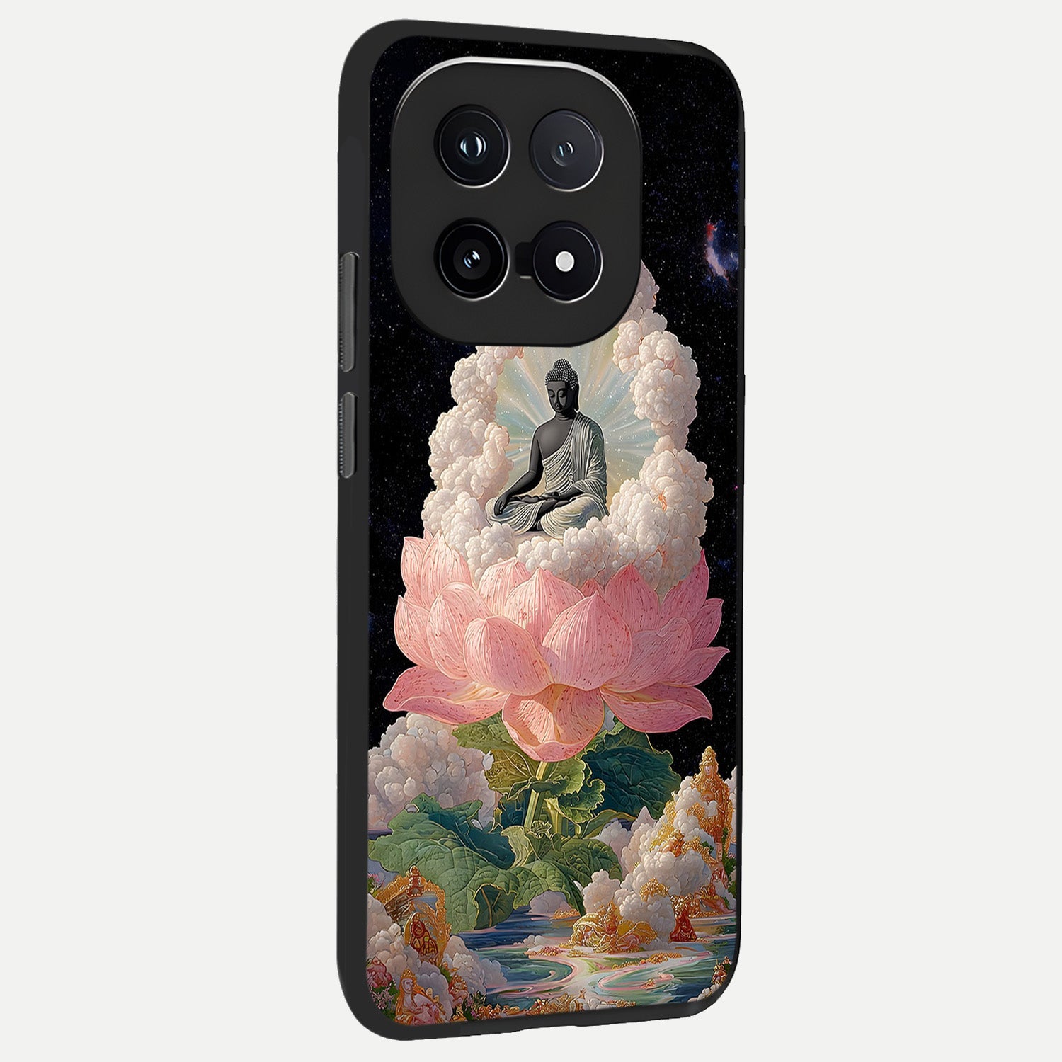  Lotus Divine Peace back cover for iQOO 15 slim fit glass case with vibrant aesthetic design