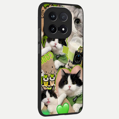  Matcha Cats Mood back cover for iQOO 15 slim fit glass case with vibrant aesthetic design