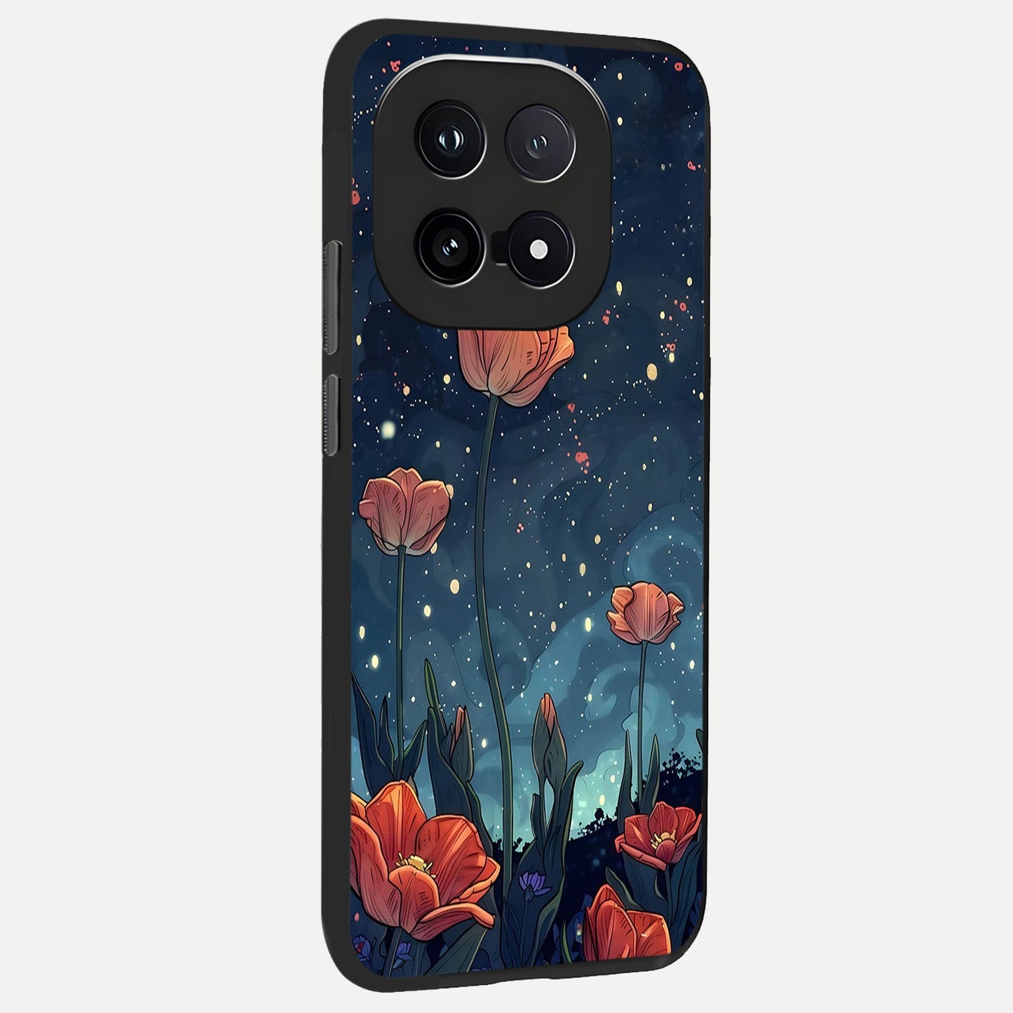  Midnight Tulip Glow back cover for iQOO 15 slim fit glass case with vibrant aesthetic design