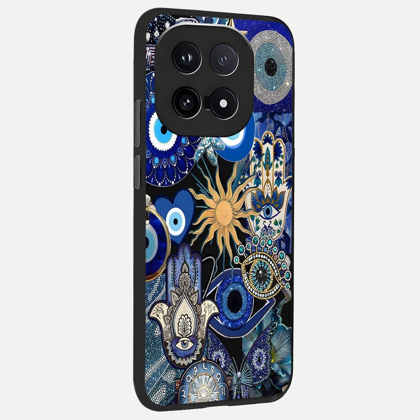  Mystic Blue Evil Eye back cover for iQOO 15 slim fit glass case with vibrant aesthetic design