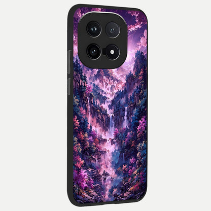  Mystic Cascade Peaks back cover for iQOO 15 slim fit glass case with vibrant aesthetic design