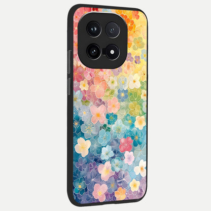  Rainbow Blossom Burst back cover for iQOO 15 slim fit glass case with vibrant aesthetic design