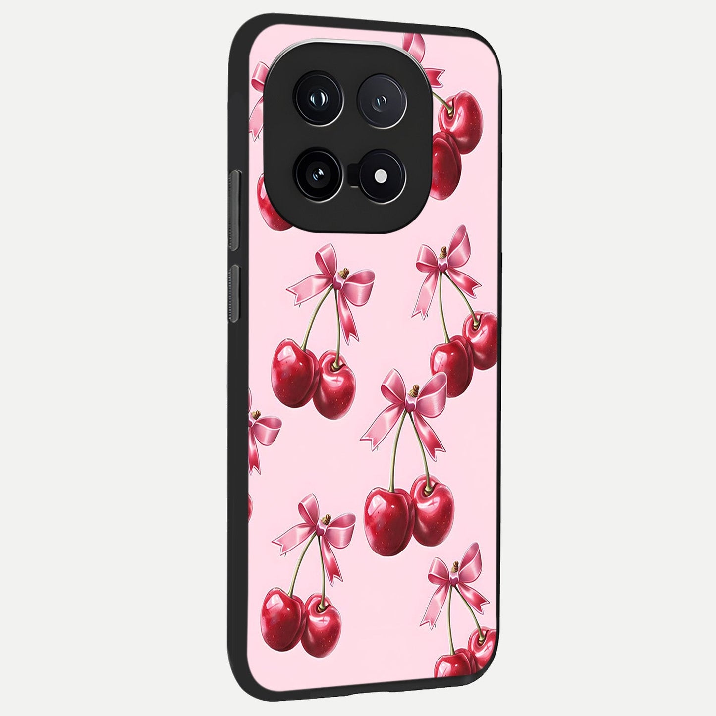  Red Cherries Pattern back cover for iQOO 15 slim fit glass case with vibrant aesthetic design