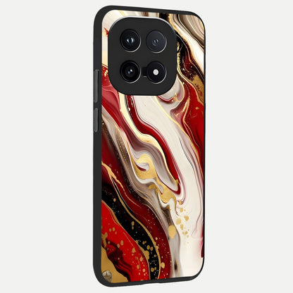  Red And White Marble back cover for iQOO 15 slim fit glass case with vibrant aesthetic design