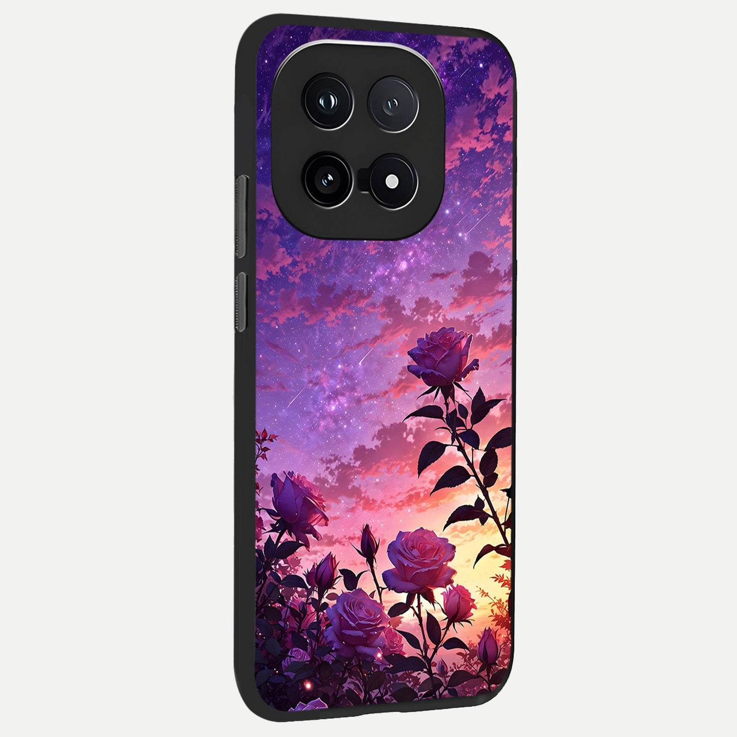  Starlit Rose Twilight back cover for iQOO 15 slim fit glass case with vibrant aesthetic design