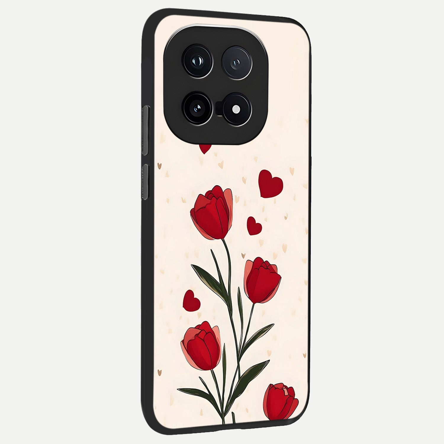  Tulip With Heart back cover for iQOO 15 slim fit glass case with vibrant aesthetic design