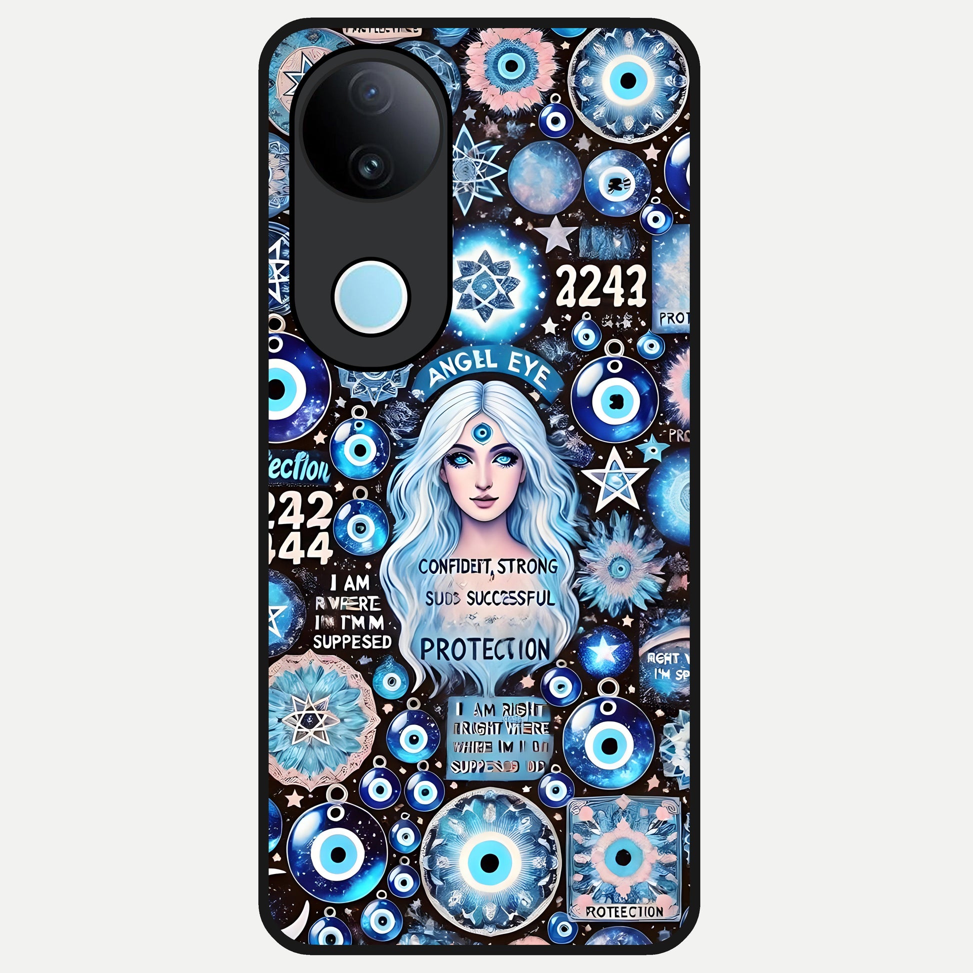  Angel Aura Shield Glass Case for  iQOO Z10R back cover – full design glossy printed glass finish