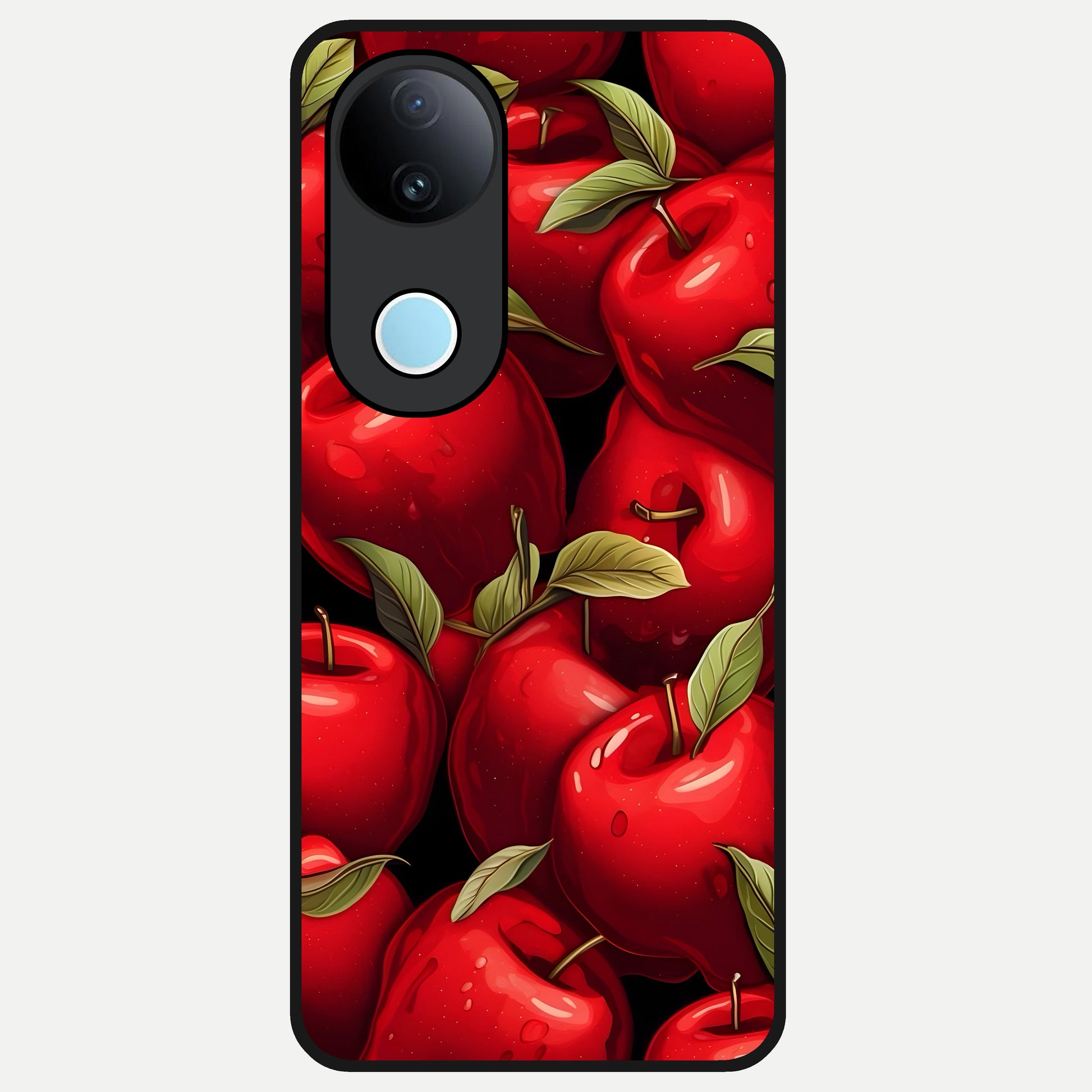 Apple Pattern Glass Case for iQOO Z10R back cover – full design glossy printed glass finish