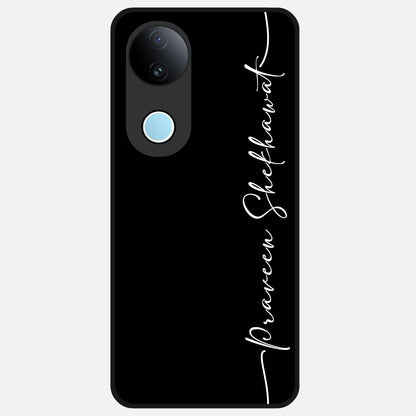  Black Tune Custom Name Glass Case for  iQOO Z10R back cover – full design glossy printed glass finish