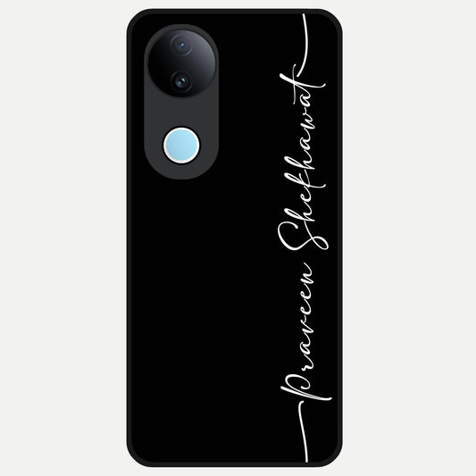 Black Tune Custom Name Glass Case for  iQOO Z10R back cover – full design glossy printed glass finish