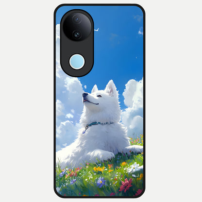  Blissful Cloud Pup Glass Case for iQOO Z10R back cover – full design glossy printed glass finish