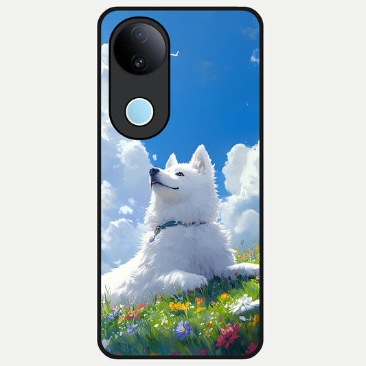  Blissful Cloud Pup Glass Case for  iQOO Z10R back cover – full design glossy printed glass finish