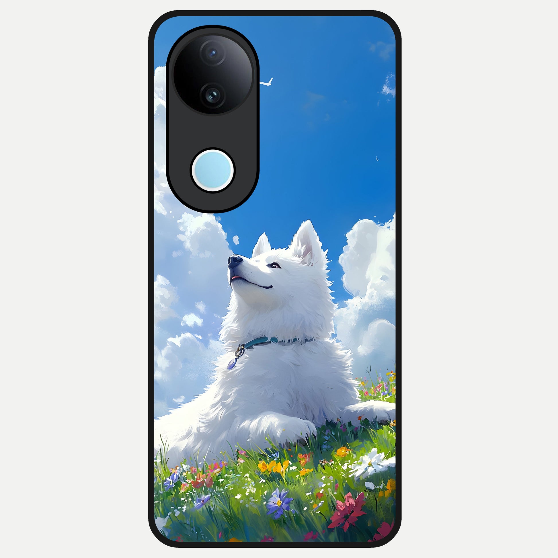  Blissful Cloud Pup Glass Case for  iQOO Z10R back cover – full design glossy printed glass finish