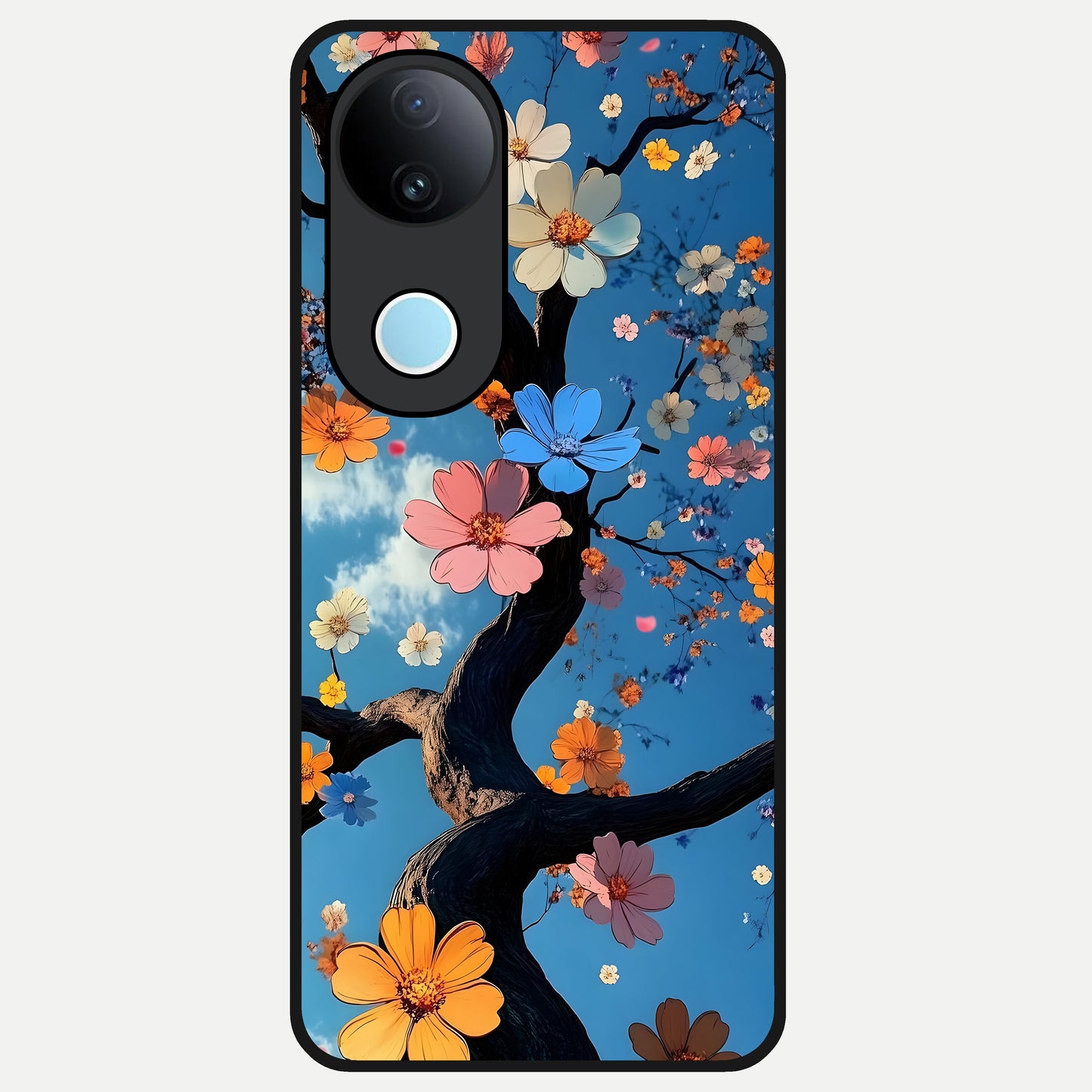  Blossom Dream Sky Glass Case for  iQOO Z10R back cover – full design glossy printed glass finish